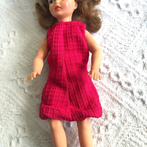 VTG 1960s Ideal “Pepper” Tammy-Family Doll 9″ orig. dress handmade floral skirt - Picture 3 of 12